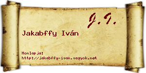 Jakabffy Iván névjegykártya